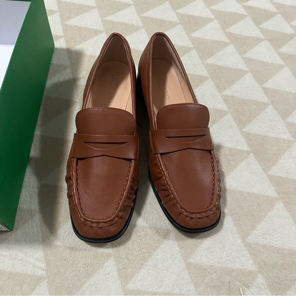 J crew Maison ruched loafers in leather English saddle - Picture 2 of 4